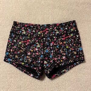 KFT Keep Moving Lined Bike Shorts Black Neon Multi-Color Stars Booty